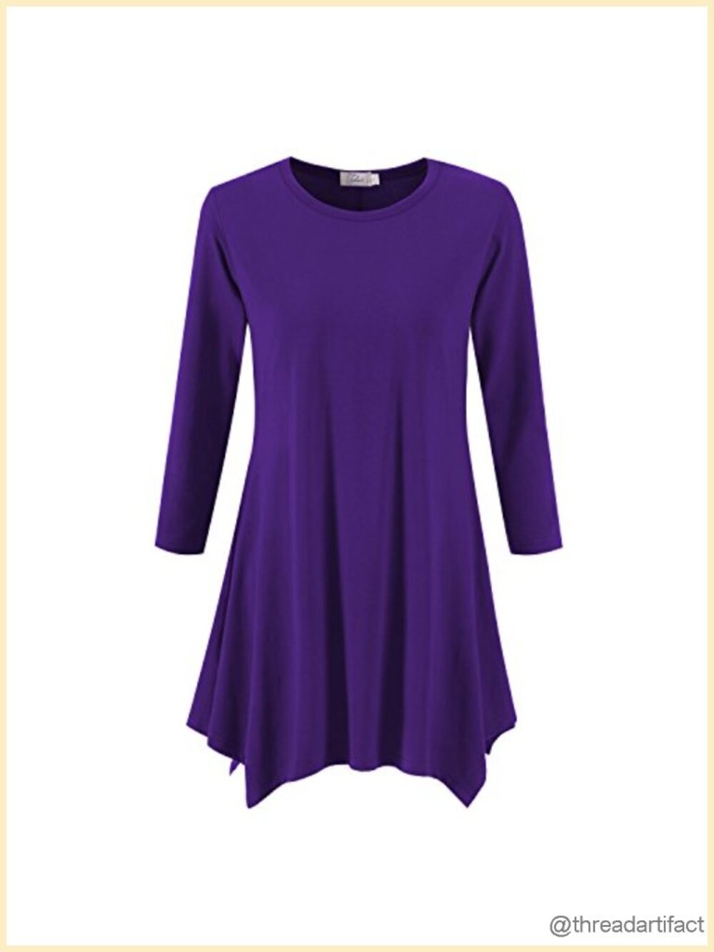 Rayon Spandex 3/4 Sleeve Tunic Top Dress Loose Fit